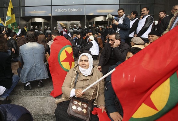 Kurdish protesters at European Parliament in Brussels