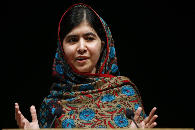 Pakistani schoolgirl Malala Yousafzai speaks at Birmingham library in Birmingham
