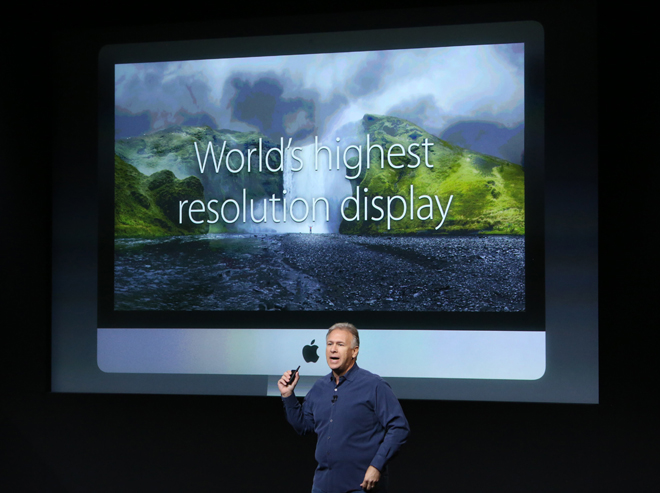Phil Schiller, Apple's Senior Vice President of Worldwide Product Marketing speaks during a presentation at Apple headquarters in Cupertino