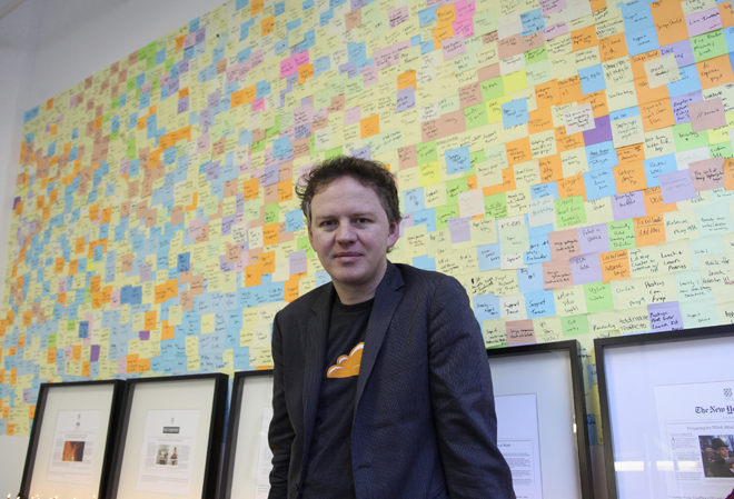 Matthew Prince, chief executive at internet start-up company called CloudFlare, poses in his office in San Francisco