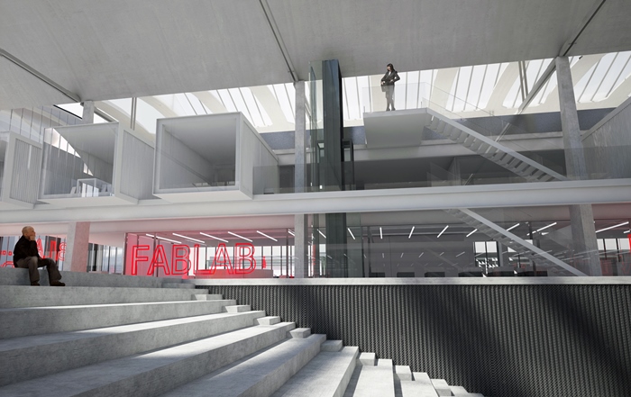 12_Vue depuis les gradins publics menant a l'auditorium - Wilmotte & Associes