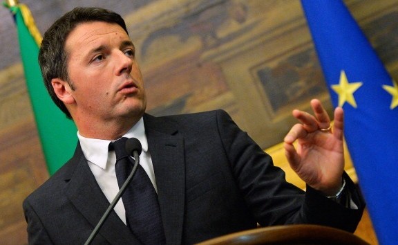 Newly nominated Italian Prime Minister Matteo Renzi gives a press conference on February 19, 2014 after consulting several Italian parties on forming a new government, at Montecitorio Palace, the Italian Chamber of Deputies, in Rome. Italy's centre-left leader Matteo Renzi was nominated to be the European Union's youngest prime minister on February 17 and immediately outlined an ambitious reform plan, promising "energy, enthusiasm and commitment" to revitalise the eurozone's third largest economy.  Renzi said he intends to formally accept the position of prime minister on February  22, ahead of a confidence vote in his new government.  AFP PHOTO / ANDREAS SOLARO        (Photo credit should read ANDREAS SOLARO/AFP/Getty Images)
