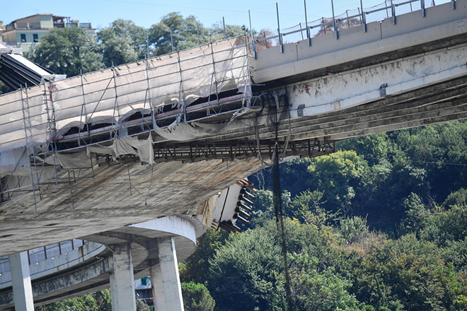Morandi bridge collapsed on Genoa higway