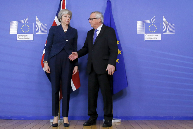 British Prime Minister Theresa May visits EU Institutions over Brexit