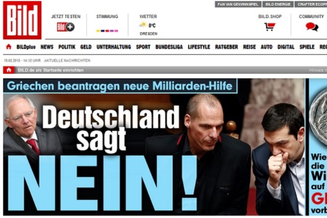 Γερμανικό «όχι» με μεγάλα γράμματα το πρωτοσέλιδο της Bild