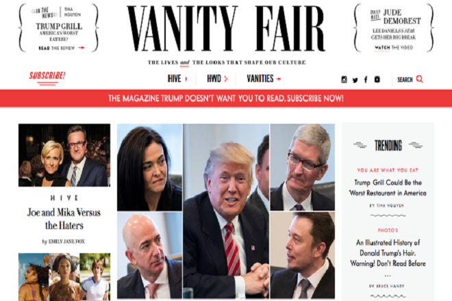 Ρεκόρ συνδρομών για το Vanity Fair από ένα…tweet του Τραμπ!