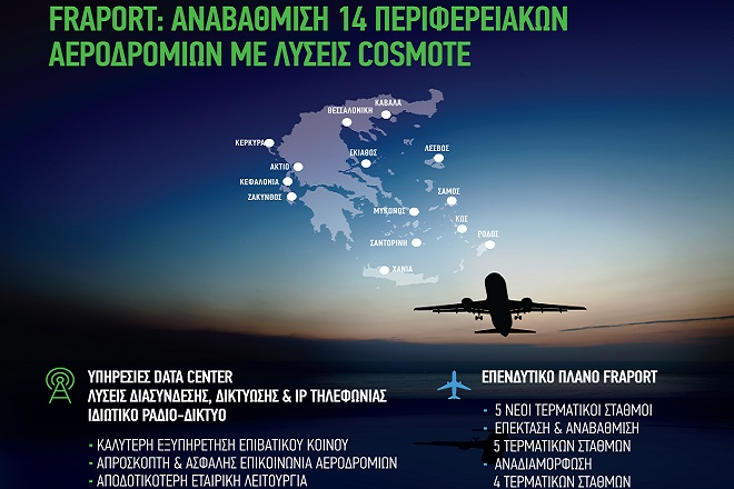 Η COSMOTE δίνει λύσεις στη Fraport για την αναβάθμιση των περιφερειακών αερδορομίων