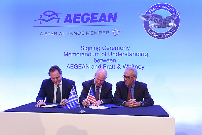 Έπεσαν οι υπογραφές των AEGEAN και Pratt & Whitney για τον εξοπλισμό αεροσκαφών Α320neo με κινητήρες GTF™