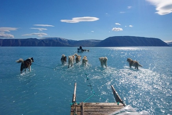 Μια φωτογραφία που προκαλεί ανησυχία για το λιώσιμο των πάγων στη Γροιλανδία