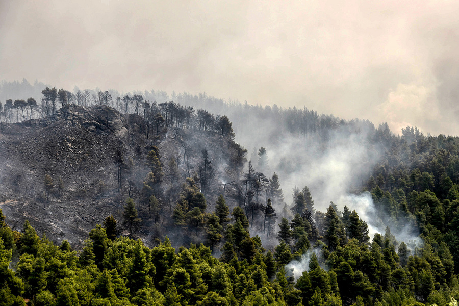 Ανεξέλεγκτη μαίνεται η φωτιά στην Εύβοια – Εκκενώθηκαν χωριά (Φωτογραφίες)