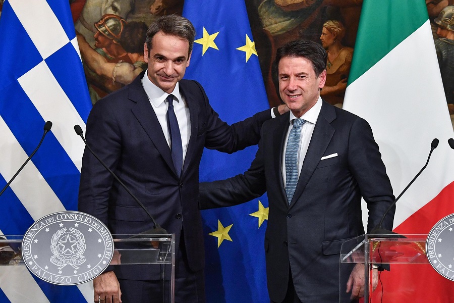 Μητσοτάκης- Κόντε: Συμμαχία Ελλάδας- Ιταλίας σε οικονομία και μεταναστευτικό