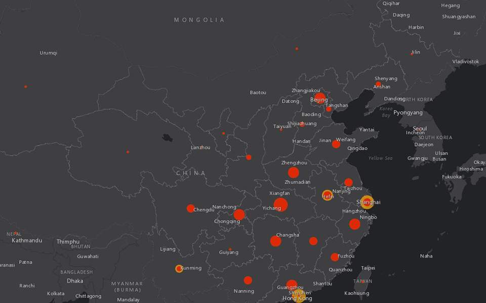 Κίνα-κοροναϊός: Δείτε live την καταγραφή των κρουσμάτων σε όλο τον κόσμο 
