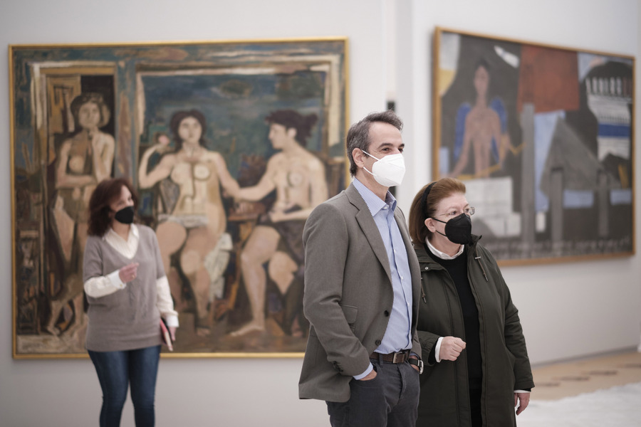 Την ανακαινισμένη Εθνική Πινακοθήκη επισκέφθηκε ο Κυριάκος Μητσοτάκης