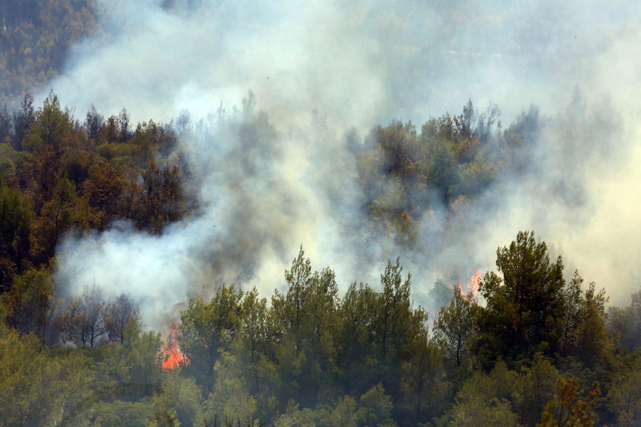 Kαίγονται για τρίτη ημέρα τα Βίλια – Ξεπερνά τα 20 χλμ. το πύρινο μέτωπο