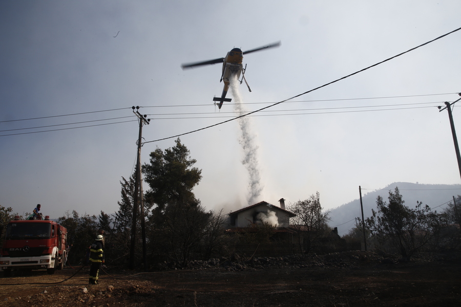 Σε ύφεση η φωτιά στην περιοχή Κάζα στα Βίλια Αττικής